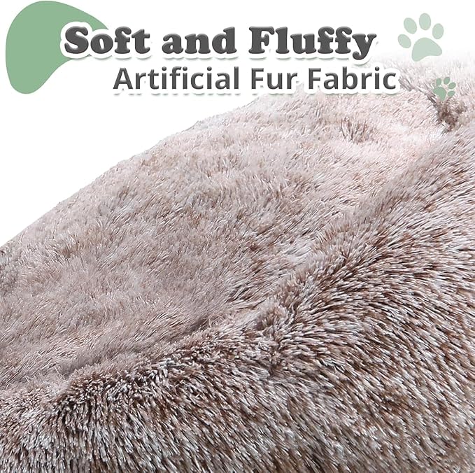 JOLLYVOGUE Dog Beds Large Sized Dog, 36 inches Calming Soft Anti-Anxiety Donut Dogs Bed, Washable Round Fluffy Cushion for Large Pets, Fits up to 80 lbs Pets