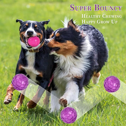 3'' Squeaky Dog Toy Balls for Lagre Medium Breed, Indestructible Dog Balls for Playing, Fetching & Retrieving, Durable Aggressive Chewers, 2 PCS Blue