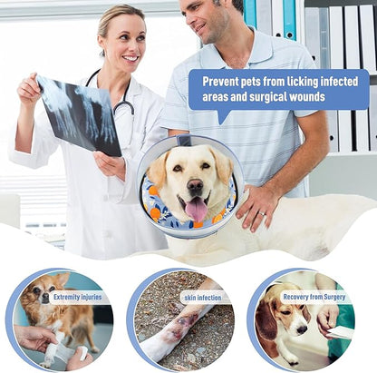 Inflatable Dog Cone, Soft Dog Cone Collar After Surgery for Alternative with Enhanced Anti-Licking Guard Shield Adjustable Detachable, Elizabethan Collar (M, Orange)