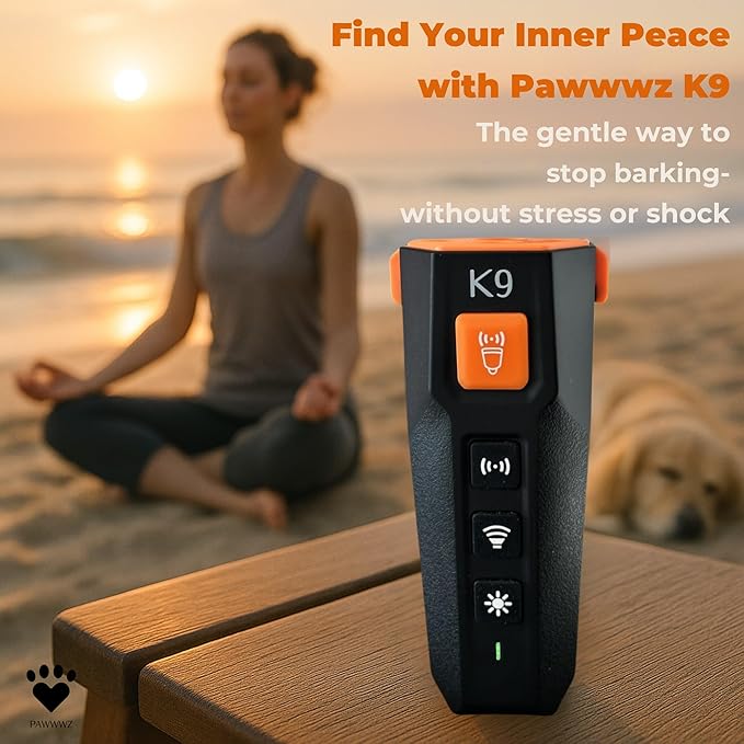 K9 Dog bark Deterrent – Humane Way - No-Shock Dog Barking Deterrent & Trainer - 2 in 1 Trainer and Powerful LED Flashlight - Rechargeable - IPX4 Water Resistance, Indoor, Outdoor Use