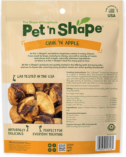 Pet ‘n Shape Chik 'n Apple Jerky - Natural Wrapped Dog Treats – 16 Oz