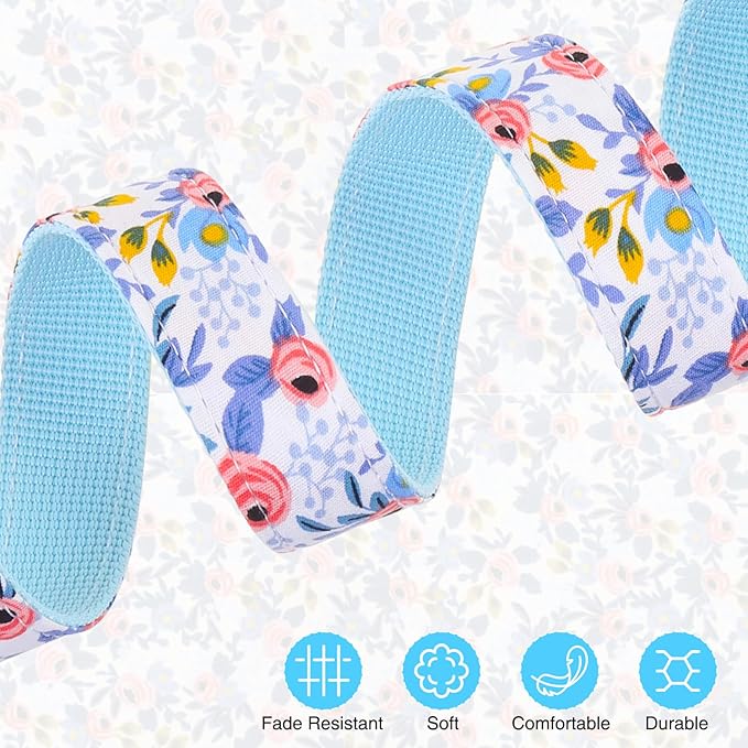 Dog Collar and Leash Set for Medium Dogs, Adjustable Soft Puppy Collar with Quick Release Buckle, 5FT Heavy Duty Nylon Matching Leash for Boy Girl Chihuahua, Yorki, Bulldog, Blue M