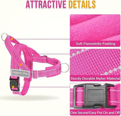 SlowTon No Pull Dog Harness - Heavy Duty Dog Harness and Leash Set for Medium Large Dogs, Reflective Tactical Harness with Soft Padded and Front Clip for Easy Walk and Training （FU, M