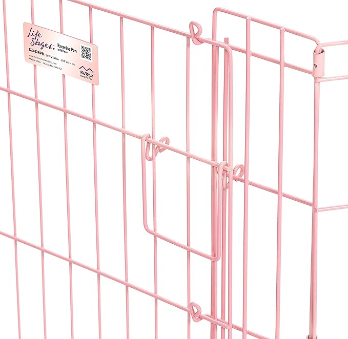 MidWest Homes for Pets 24-Inch Exercise Pen, for Indoor and Outdoor Use, 16 Sq Feet of Play, Single Door Folding Dog Pen, with Large Door Opening & Secure Latch, Easy to Set Up, Foldable Dog Playpen