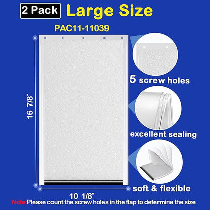 2 Pack Large Dog Door Replacement Flaps with Screws, Compatible with Petsafe Freedom Doggie Doors PAC11-11039 10 1/8" X 16 7/8" Weather Resistant Flexible (Without Bracket-Frosted Transparent)