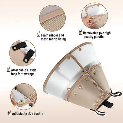 Soft Dog Cone Collar for Large Medium Small Dogs - Adjustable Pet Recovery E-Collar, Tan XLarge Long