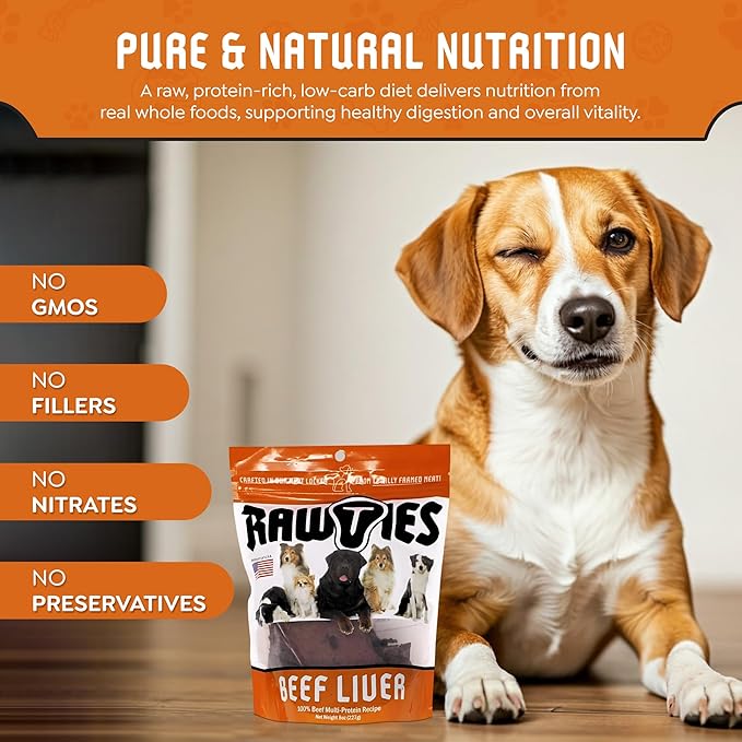 Premium Freeze-Dried Smoked Beef Liver for Dogs – 100% USA-Sourced Raw Meat Dog Food – Grain-Free, No Fillers, High Protein Nutrition for Small & Large Breeds, 4 Pack