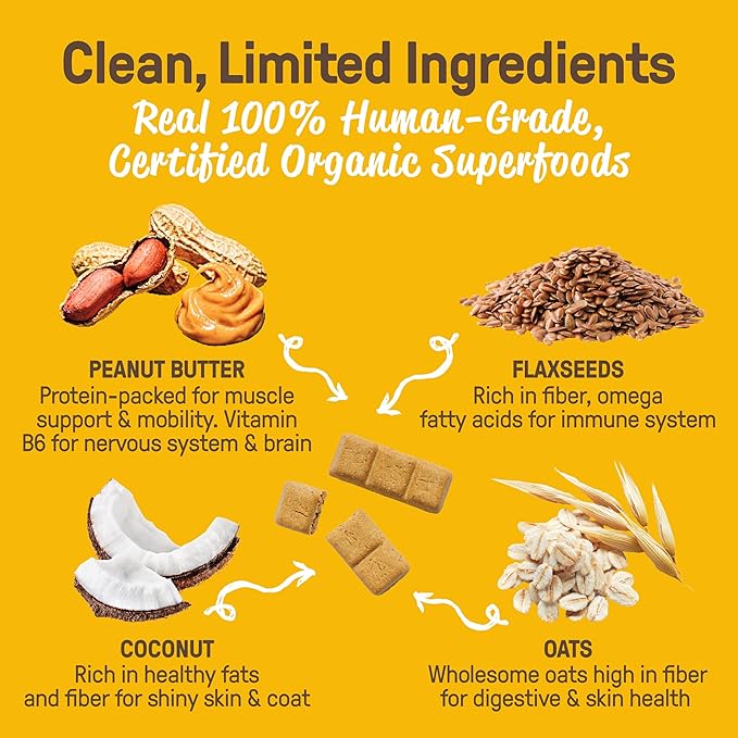 CookiePal Dog Treats, Crunchy Peanut Butter Puppy Training Treats, Human Grade USDA Organic, Natural Dog Biscuits, 10oz (Pk of 3)