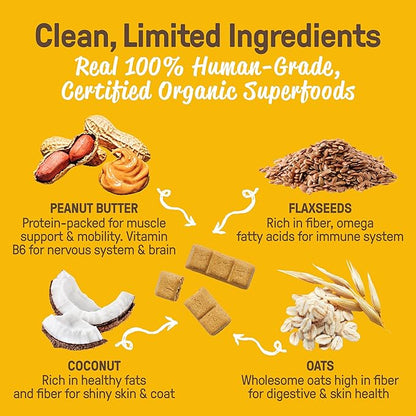 CookiePal Dog Treats, Crunchy Peanut Butter Puppy Training Treats, Human Grade USDA Organic, Natural Dog Biscuits, 10oz (Pk of 3)