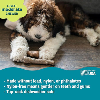 Pupstages Dogwood Calming Dog Chew Toy – Real-Wood Blend, Moderate Chewers, Medium, 7.5", 2-Pack (Natural & Hemp Flavors)