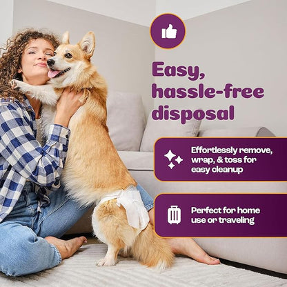 Inspire Pet Care Dog Diapers Female Dogs | Bulk Value Doggie Incontinence, Accidents, for Heat, Pee or Period and Housebreaking (Medium (96 Count))