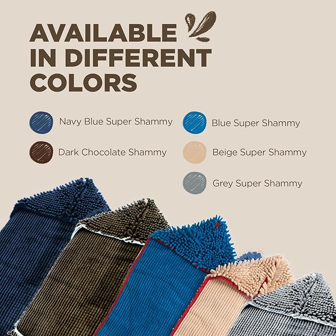 Soggy Doggy Super Shammy Dog Towel – Absorbent Microfiber Chenille Pet Towel for Drying Wet Dogs, Paws, Quick Dry Dog Shammy with Hand Pockets, Machine Washable – Chocolate/Oatmeal Trim, 31” x 14”