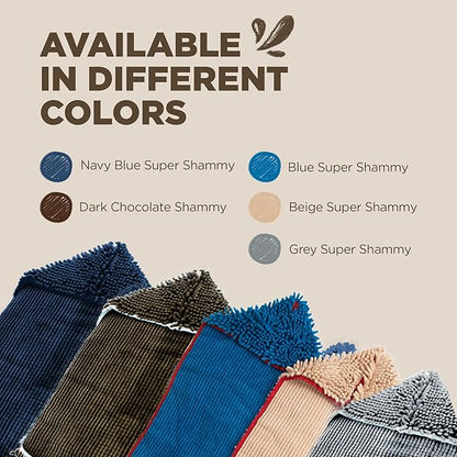 Soggy Doggy Super Shammy Dog Towel – Absorbent Microfiber Chenille Pet Towel for Drying Wet Dogs, Paws, Quick Dry Dog Shammy with Hand Pockets, Machine Washable – Chocolate/Oatmeal Trim, 31” x 14”