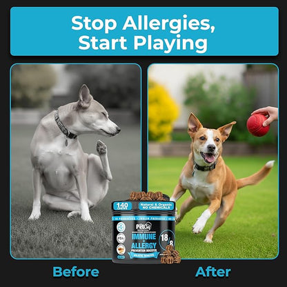 Pet Chef Allergy & Itch Relief Chews for Dogs Supports Itchy Skin, Hot Spots, Immune Defense & Seasonal Allergy Comfort Probiotic Formula 140ct, Made in USA