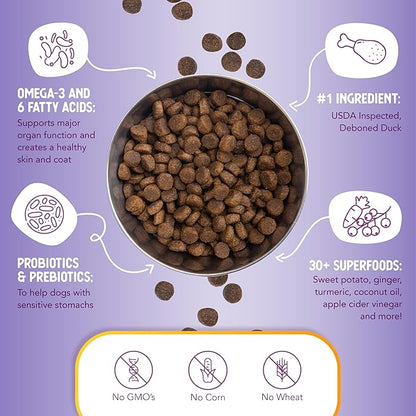 Health Extension Grain Free Duck & Sweet Potato Dry Dog Food - 30+ Superfoods and Probiotics for All Life Stages (4 lb)