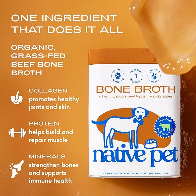 Native Pet Goat Milk Powder for Dogs (120 Scoops) & Beef Bone Broth Powder for Dogs (48 Scoops) - Organic Goat Milk to Support a Healthy Digestive System and Beef Bone Broth Protein Rich Food Topper