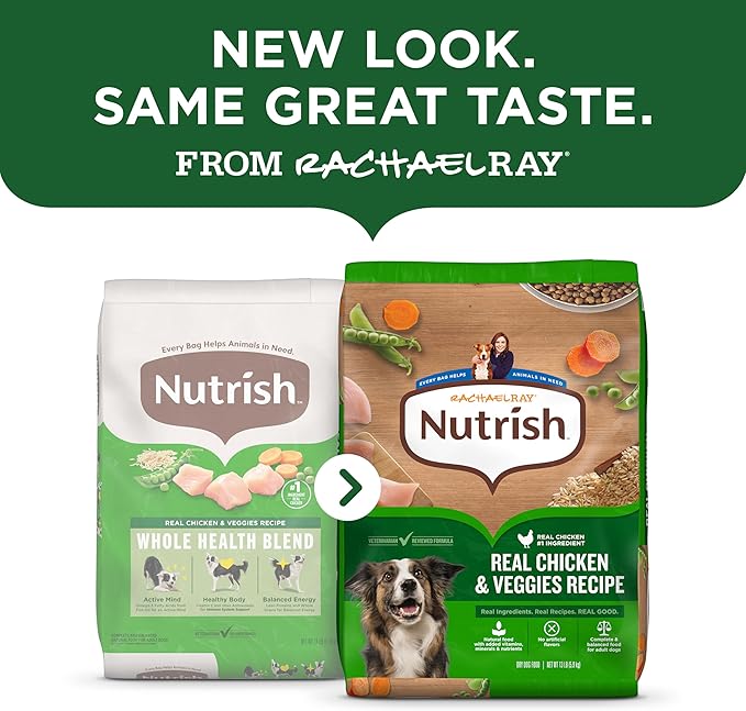 Nutrish Rachael Ray Adult Dry Dog Food Real Chicken & Veggies Recipe, 13 lb. Bag