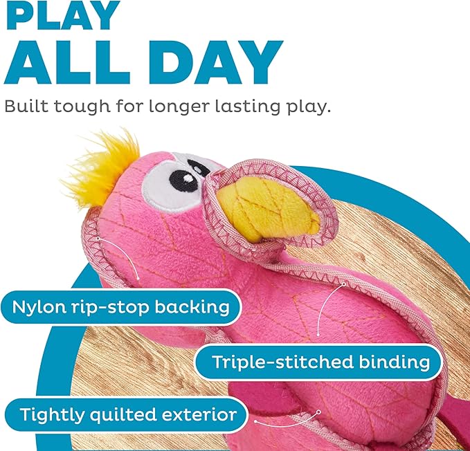 Outward Hound Xtreme Seamz Flamingo Squeaky Durable Dog Toy
