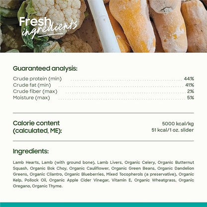 smallbatch Pets Freeze Dried Raw Dog Food, Lamb Recipe, 14 oz, Organic High Protein Dog Food, Grain Free, Made in the USA, Humanely Raised Meat, Single Protein, for Picky Eaters, Hydrate & Serve