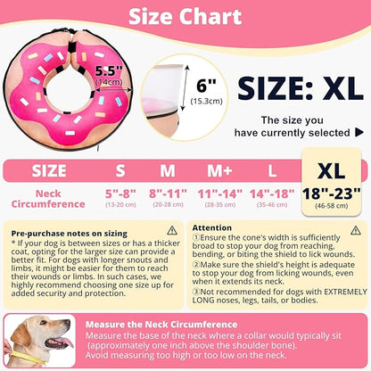 Inflatable Dog Cone with Transparent Shield, Protective Dog Donut Collar After Surgery to Stop Licking, Soft Donut Cone for Extra Large Pets, Adjustable Recovery Collar with Buckle Visibility