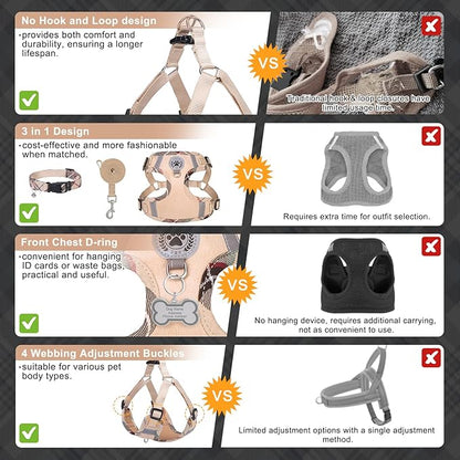 BEAUTYZOO Step in Dog Harness Collar and Leash Set for Small Medium Large Dogs, No Pull No Choke Puppy Harness, Soft Mesh Reflective Pet Padded Vest Adjustable for Doggie Girl or Boy,French Bulldog