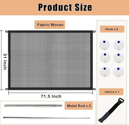 Magic Pet Gate for The House, 71.5" W X 31" H Portable Extra Wide Dog Gates for Doorways, Stairs, No Drill Durable Mesh Puppy Dog Safety Fence Guard, 6 Hooks