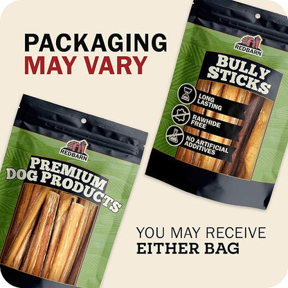 Redbarn 12" Bully Sticks for Dogs, Wrapped & Tagged Pet Chew Treat, Pack of 35