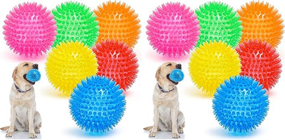 VITEVER 3.5” Squeaky Dog Toy Balls (6 Colors) Puppy Chew Toys for Teething, BPA Free Non-Toxic, Spikey Dog Balls for Medium, Large & Small Dogs, Durable Toys for Aggressive Chewers (Pack of 2)