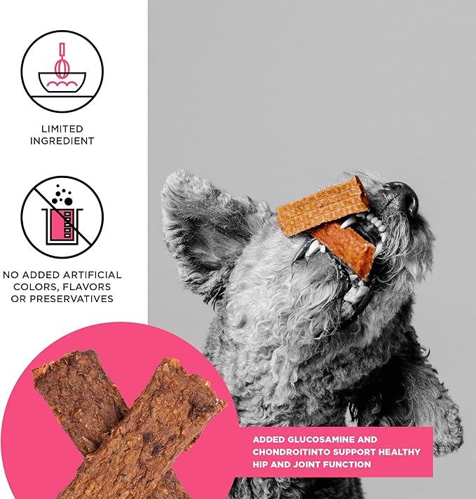 BIXBI Liberty Hip & Joint Support Chicken Jerky Dog Treats, 5 oz - USA Made Grain Free - Glucosamine, Chondroitin for Dogs - Antioxidant Rich, No Fillers
