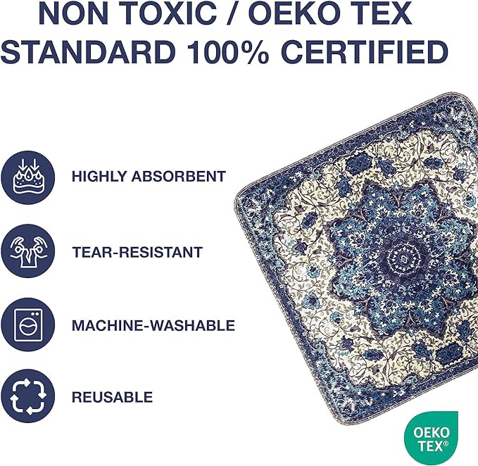 PUPIBOO Washable Pee Pads for Dogs & Cats 54x 54 Super Absorbent Reusable Puppy Training Pads - 100% Waterproof, Leak-Proof, Non-Slip Pet Pads for Housebreaking, Whelping & Indoor Floor Protection