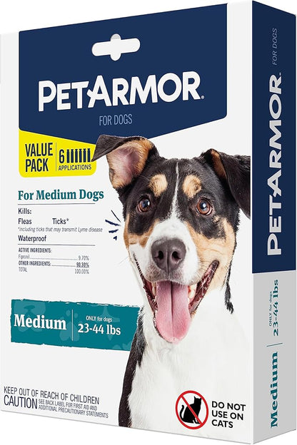 PetArmor for Dogs, Flea and Tick Treatment for Medium Dogs (23-44 Pounds), Includes 6 Month Supply of Topical Flea Treatments