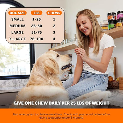 Senior Hemp Hip and Joint Supplement for Dogs - Glucosamine Chondroitin, MSM & Green Lipped Mussel - Relief for Joint Stiffness, Advanced Strength Mobility Support Senior Dogs (Peanut Butter, 90 Ct)