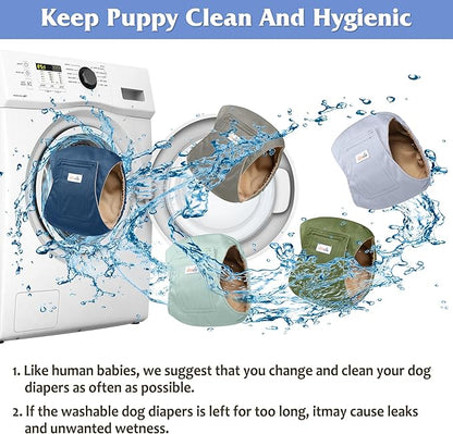 5 Pack Dog Diapers Male Reusable, Premium Belly Bands for Dogs, High Absorbing Male Dog Pee Wraps for Doggie in Incontinence or Excitable Urination Green XS