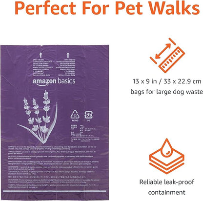 Amazon Basics Premium Lavender Scented Standard Dog Waste Bags, 300 Count (15 Pack of 20)