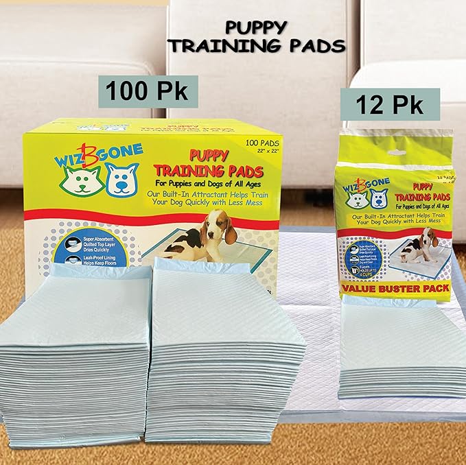 Scoochie Pets Large Dog Training Pads - 12 Pack Puppy Pads, 22 x 22 Absorbent Sheets for Adult & Young Pets - Convenient Box of Leak-Proof Pee Pads for Dogs, Ideal for Home & Travel