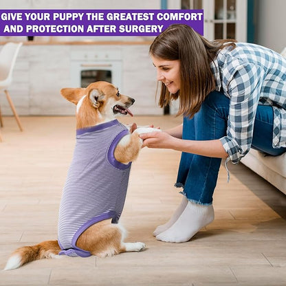 Dog Surgery Recovery Suit, Surgical Recovery Suit for Dog Male Female Neuter, Spay Shirt Onesie for Post Surgery, Cone Alternative Purple, Medium