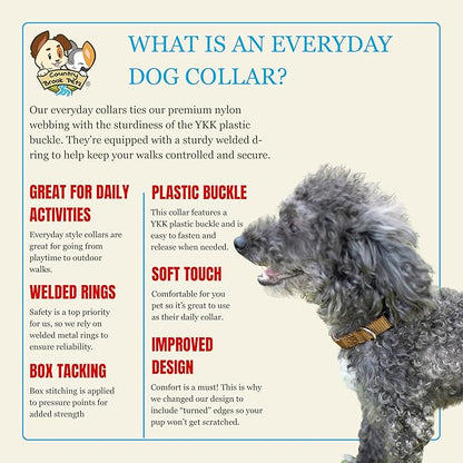 Country Brook Petz - Everyday Nylon Dog Collar for Large, Medium, and Small Dogs and Puppies - for Everyday Use in 10+ Warm Colors (Extra Large, 1 Inch Wide, Coyote Tan)