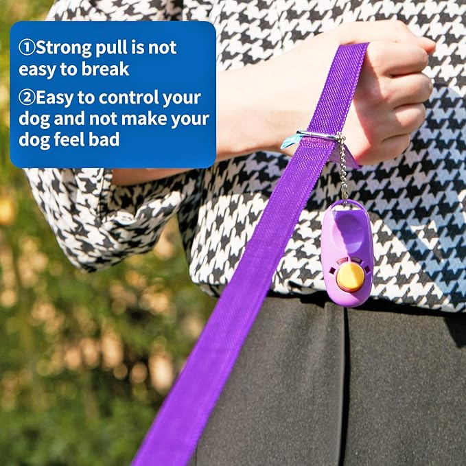 BAAPET 15/20/30/50/100 ft Long Dog Training Leash with Clickers for Small, Medium and Large Dogs or Cats (50 Feet, Purple)