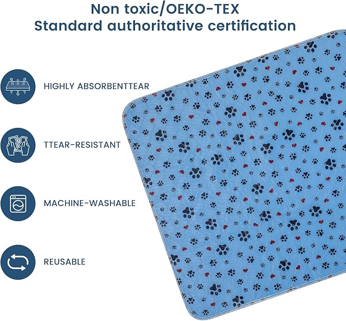 Washable Pee Pads for Dogs,2 Pack Extra Large 72"x72" Super Absorbent Reusable Puppy Pads,Non-Slip 100% Waterproof Dog Pee Pads,Pet Training Pads for Couch, Crate,Potty Training,Floor