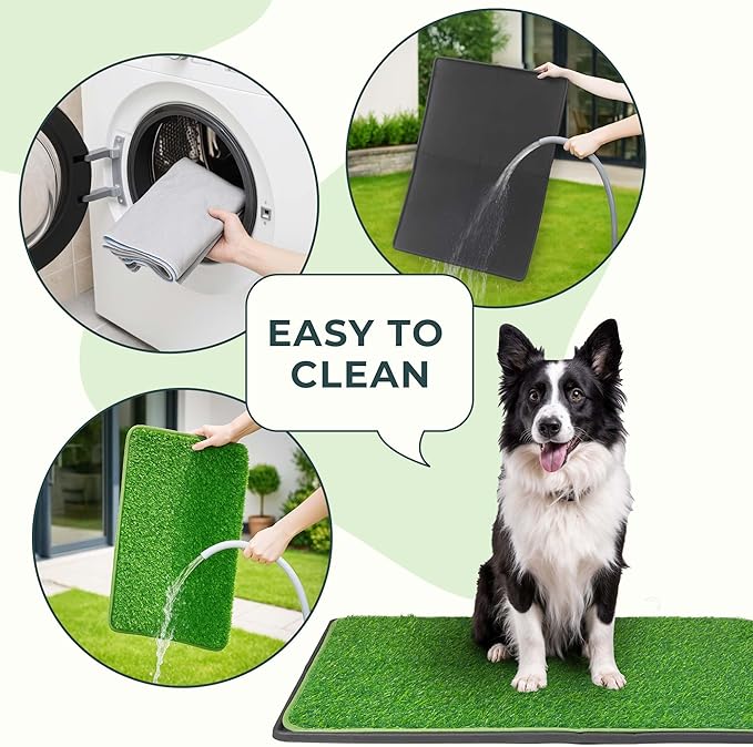 BurgeonNest Dog Grass Pad with Tray 45"x32", Includes Reusable Artificial Turf for Dog Litter Box, Ultra-Absorbent Washable Pee Pad & EVA Material Tray for Balcony, Apartment & Indoor/Outdoor Use