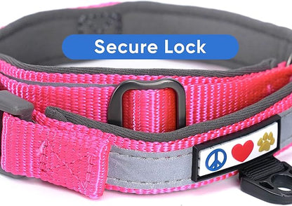 Pawtitas Lumberjack Padded Martingale Collar for Dogs | Soft Neoprene Dog Collar for Your pet's Comfort Made with Reflective Band for Maximum Visibility | Fits Small and Large Pets - Small Pink