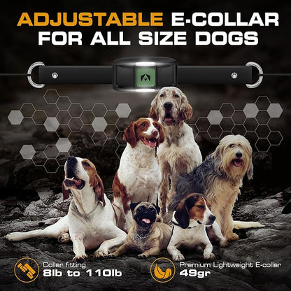 INVIROX Training Collar for Large Dog [Spark K9] 124 Levels Dog Training Collar with Remote 1100yd Range, Night-Light Mode Dog E Collar for Medium Dogs IP67 Waterproof (Spark k9 x2 new)