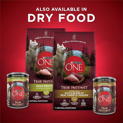Purina ONE Natural Grain Free Wet Dog Food Variety Pack, True Instinct Classic Ground - 13 Ounce (Pack of 6)
