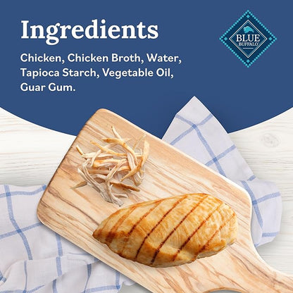 Blue Buffalo Tender Shreds Tasty Chicken Toppers in Savory Broth, Natural Dog Food Complement, Chicken, 2.5-oz. Pouch, 24-Count