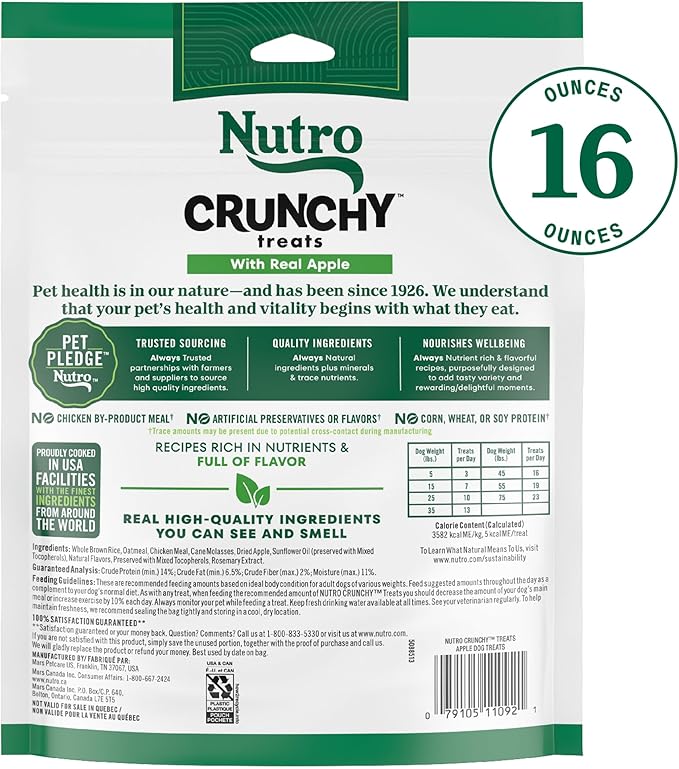 Nutro Crunchy Dog Treats with Real Apple, Training Treats for Dogs, 16 oz. Bag
