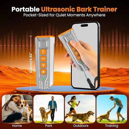 Dog Bark Deterrent Device with Dog Training Clicker – Ultrasonic Anti Barking Device for Dogs, Portable Dog Bark Stopper for Training & Behavior Control, Safe for Own or Neighbor’s Dog