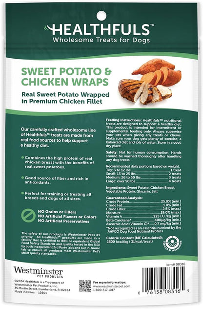 Healthfuls Chicken Wrapped Sweet Potato Dog Treats, 3.5oz