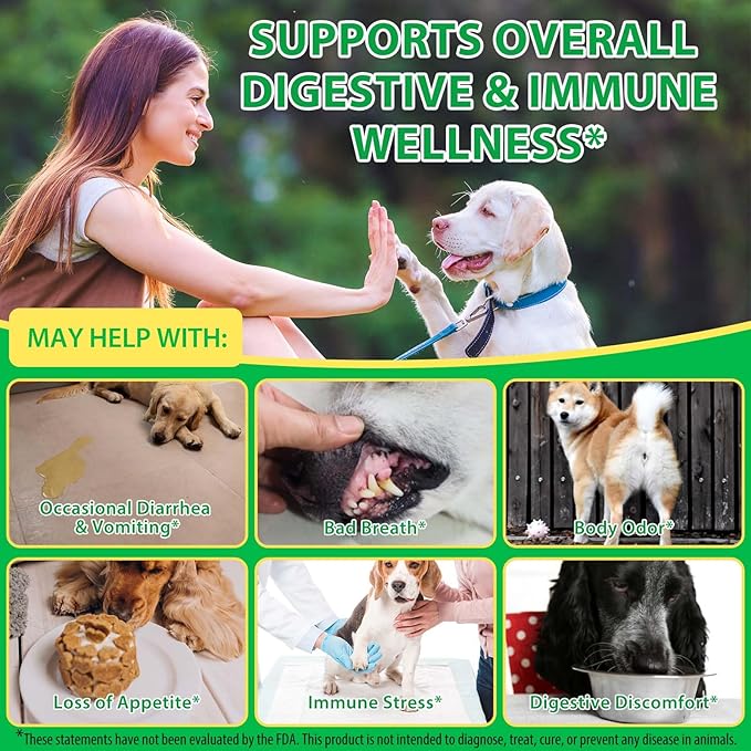 Dog Probiotic Chews, Duck Flavor Chewable Tablets for Dogs, Gut Health & Digestive Support with Probiotics & Prebiotics, Helps with Occasional Loose Stool, Gas & Sensitive Stomach, for All Breeds