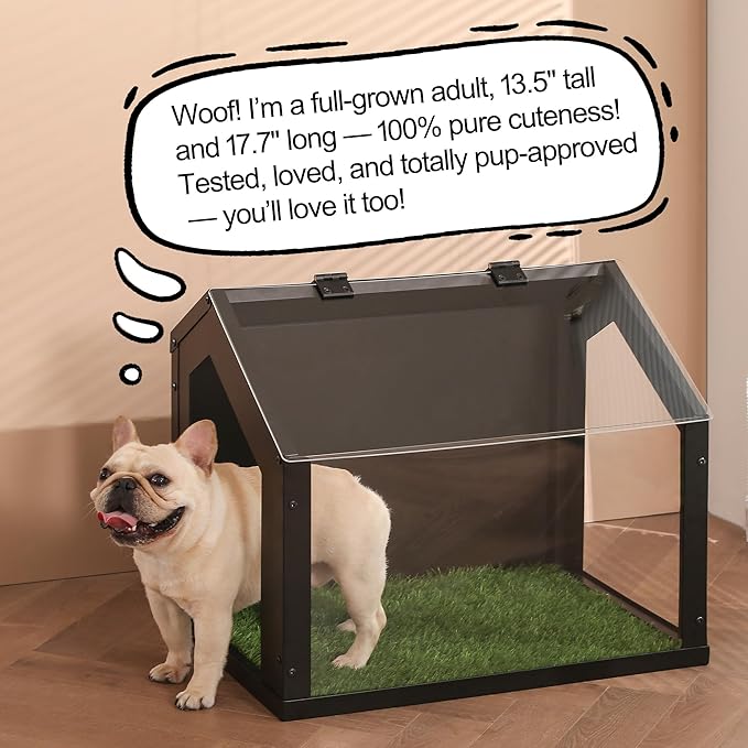 Stylish Indoor Dog Potty with High Walls, Durable Washable Fake Grass Mat, Splash Guard Design for Mess-Free Diagonal Peeing – Blends with Home Decor, Ideal for Indoor & Balcony Use