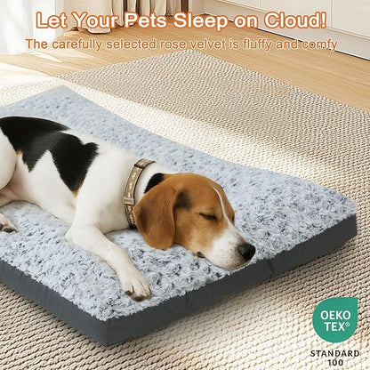 POCBLUE Deluxe Washable Dog Bed for Small Dogs Dog Crate Mat 23 Inch Comfy Fluffy Kennel Pad Anti-Slip for Dogs Up to 25 lbs, 23" x 17", Grey